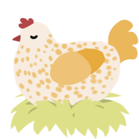 A cream and honey chicken with a speckle pattern