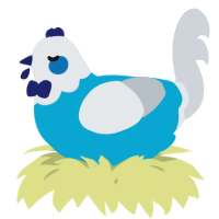 A cerulean and mist chicken with a head pattern