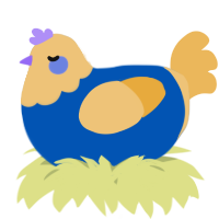 A ultramarine and honey chicken with a head pattern