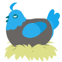 A grey and sky chicken with a head pattern