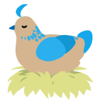 A beige and sky chicken with a neck-speckle pattern