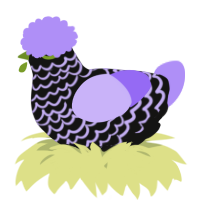 A black and lilac chicken with a lace pattern