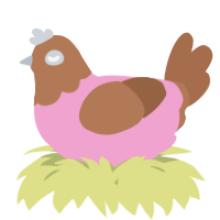A pink and brown chicken with a head pattern