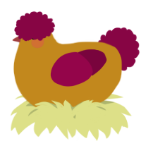 A ochre and maroon chicken