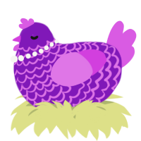 A violet and orchid chicken with a lace pattern