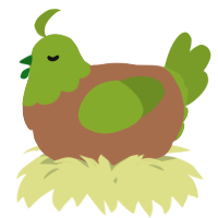 A brown and chartreuse chicken with a head pattern