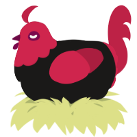 A sable and crimson chicken with a head pattern