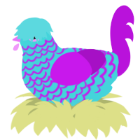 A aqua and amethyst chicken with a lace pattern