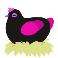 A sable and fuchsia chicken