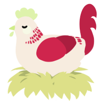 A cream and crimson chicken with a neck-band pattern