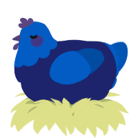 A navy and ultramarine chicken with a head pattern