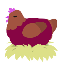 A maroon and russet chicken with a head pattern