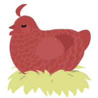 A red chicken with a lace pattern