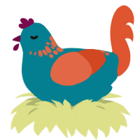 A sea and vermilion chicken with a neck-speckle pattern
