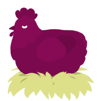 A wine chicken with a head pattern