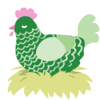 A viridian and gluppy chicken with a lace pattern