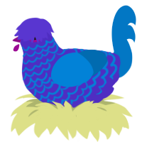 Cornflower, a indigo and sapphire chicken with a lace pattern