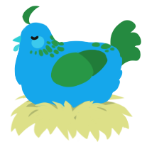 A sky and viridian chicken with a neck-speckle pattern