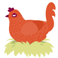 A vermilion chicken with a lace pattern