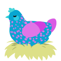 A cerulean and orchid chicken with a speckle pattern