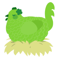A grass chicken with a lace pattern