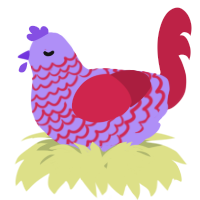 A lilac and crimson chicken with a lace pattern