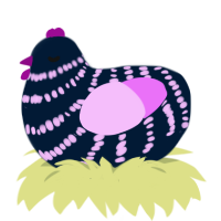 A tumblr and lavender chicken with a bar pattern