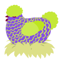A blurple and lime chicken with a lace pattern