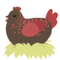 roof shingle, a bark and red chicken with a half-lace pattern