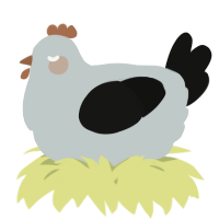 A silver and black chicken