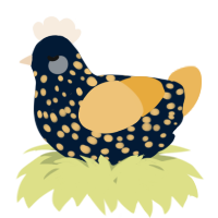 A tumblr and honey chicken with a speckle pattern