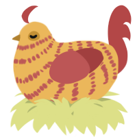 A honey and red chicken with a bar pattern