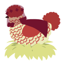 A mist and crimson chicken with a lace pattern