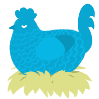 A cerulean chicken with a lace pattern
