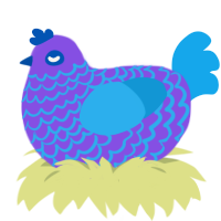 wave sprite, a blurple and sky chicken with a lace pattern