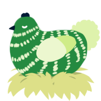 A viridian and apple chicken with a bar pattern