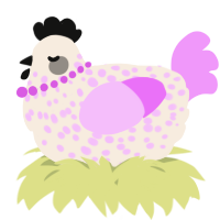 A cream and lavender chicken with a speckle pattern