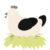 A cream and black chicken
