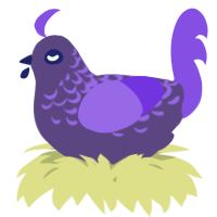A overcast and blurple chicken with a half-lace pattern