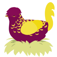 A wine and yellow chicken with a half-lace pattern