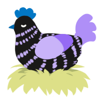 A sable and lilac chicken with a bar pattern