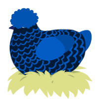 A tumblr and ultramarine chicken with a lace pattern