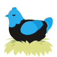 Alice, a sable and sky chicken with a head pattern