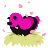 A black and fuchsia chicken with a head pattern