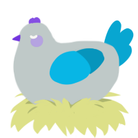 A silver and cerulean chicken