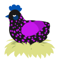 A sable and amethyst chicken with a speckle pattern