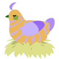 A honey and lilac chicken with a bar pattern