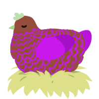 A russet and amethyst chicken with a lace pattern