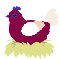 A maroon and cream chicken