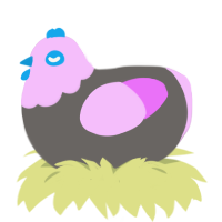 A grey and lavender chicken with a head pattern